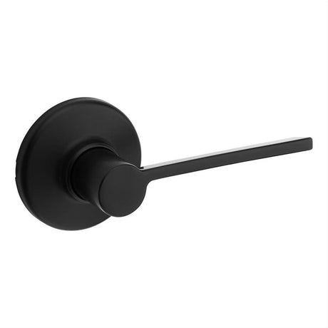 Kwikset 200LRLRDT-514 Ladera Lever with Round Rose Passage Door Lock and RCS Strike Matte Black