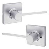 Kwikset 200LRLSQT-26D Ladera Lever with Square Rose Passage Door Lock and 6AL Latch and RCS Strike - Satin Chrome
