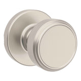 Kwikset 200MNKRDT-15 Maven Knob Round Rose Passage Door Lock and RCS Strike Satin Nickel