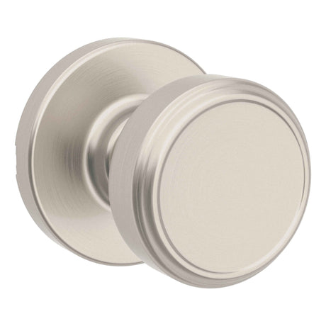 Kwikset 200MNKRDT-15 Maven Knob Round Rose Passage Door Lock and RCS Strike Satin Nickel
