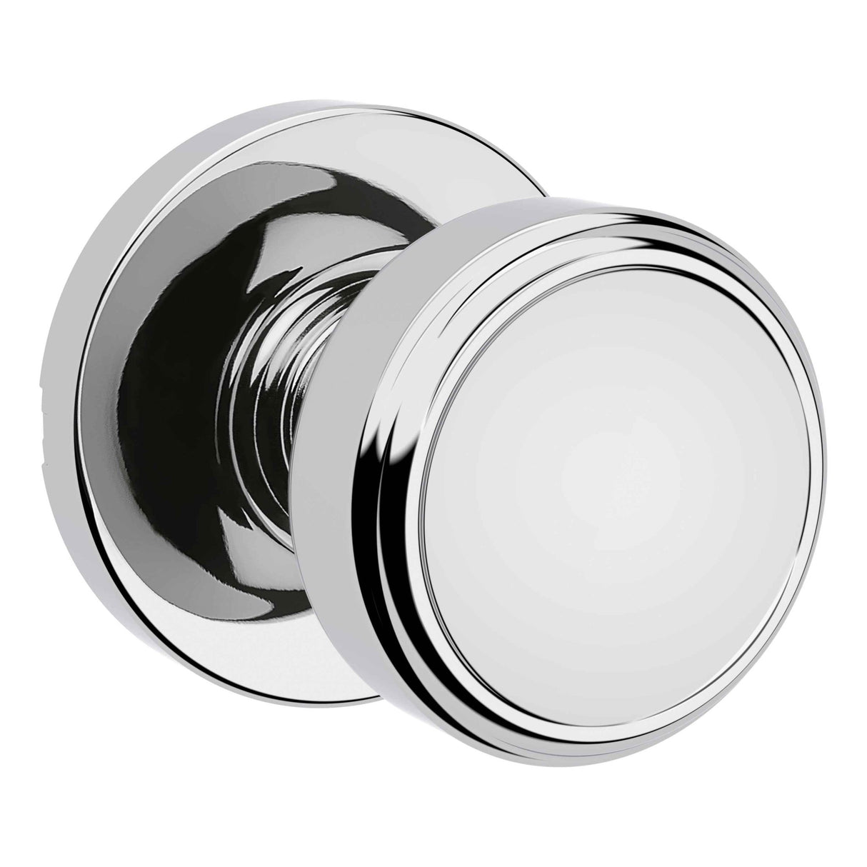 Kwikset 200MNKRDT-26 Maven Knob Round Rose Passage Door Lock and RCS Strike Bright Chrome