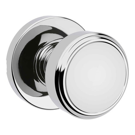 Kwikset 200MNKRDT-26 Maven Knob Round Rose Passage Door Lock and RCS Strike Bright Chrome