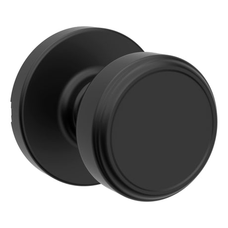 Kwikset 200MNKRDT-514 Maven Knob Round Rose Passage Door Lock and RCS Strike Matte Black