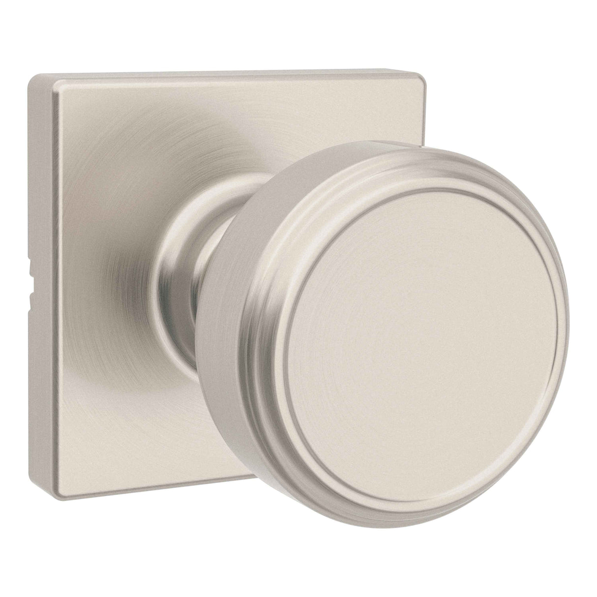 Kwikset 200MNKSQT-15 Maven Knob Square Rose Passage Door Lock and RCS Strike Satin Nickel
