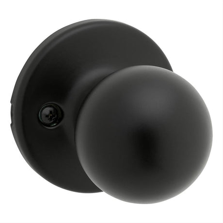 Kwikset 200P-514 Polo Knob Passage Door Lock and RCS Strike Matte Black