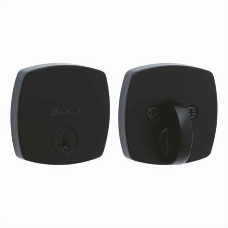 Kwikset 258MDT-514S.STRKP Midtown Contemporary Low Profile Single Cylinder SmartKey Deadbolt Matte Black