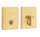 Kwikset 258RCT-4S.STRKP Rectangular Contemporary Low Profile Single Cylinder SmartKey Deadbolt Satin Brass