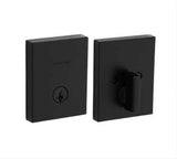 Kwikset 258RCT-514S.STRKP Rectangular Contemporary Low Profile Single Cylinder SmartKey Deadbolt Matte Black