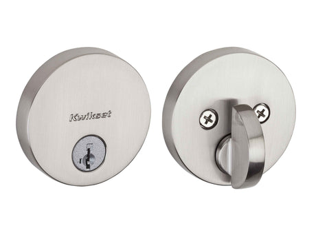 Kwikset 258RDT-15S.STRKP Uptown Round Contemporary Low Profile Single Cylinder SmartKey Deadbolt Satin Nickel