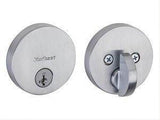 Kwikset 258RDT-26DS.STRKP Uptown Round Contemporary Low Profile Single Cylinder SmartKey Deadbolt with 6AL Latch and STRKP Strike Pack which includes Square Corner, Round Corner and 5303 Round Corner Full Lip Strikes KA3 Satin Chrome