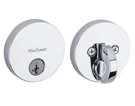 Kwikset 258RDT-26S.STRKP Uptown Round Contemporary Low Profile Single Cylinder SmartKey Deadbolt Bright Chrome