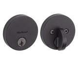 Kwikset 258RDT-514S.STRKP Uptown Round Contemporary Low Profile Single Cylinder SmartKey Deadbolt Matte Black
