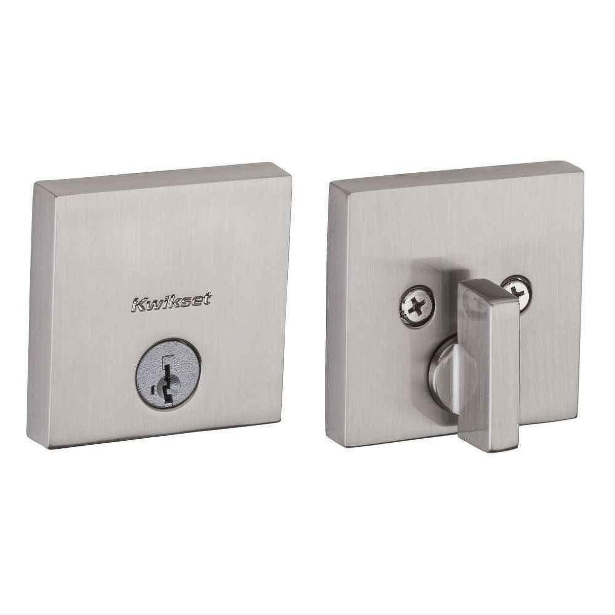 Kwikset 258SQT-15S.STRKP Downtown Square Contemporary Low Profile Single Cylinder SmartKey Deadbolt Satin Nickel