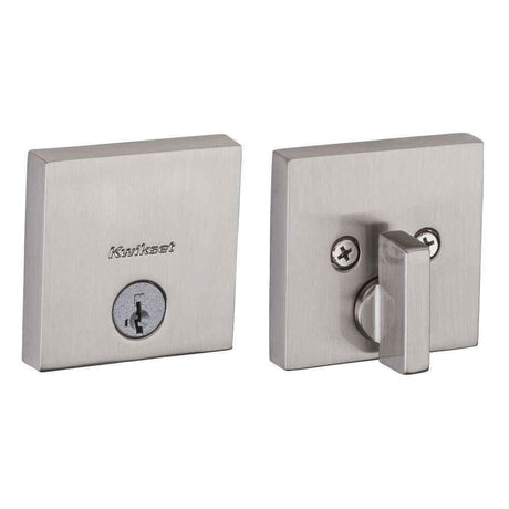 Kwikset 258SQT-15S.STRKP Downtown Square Contemporary Low Profile Single Cylinder SmartKey Deadbolt Satin Nickel