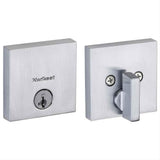 Kwikset 258SQT-26DS.STRKP Downtown Square Contemporary Low Profile Single Cylinder SmartKey Deadbolt Satin Chrome