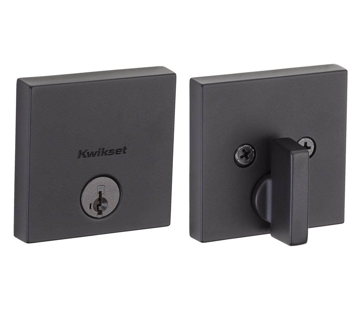 Kwikset 258SQT-514S.STRKP Downtown Square Contemporary Low Profile Single Cylinder SmartKey Deadbolt Matte Black