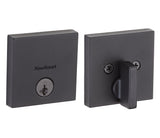 Kwikset 258SQT-514S.STRKP Downtown Square Contemporary Low Profile Single Cylinder SmartKey Deadbolt Matte Black