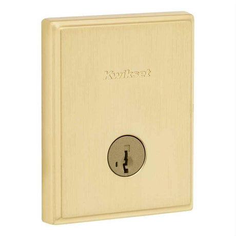 Kwikset 258TRCT-4S.STRKP Crosstown Low Profile Single Cylinder SmartKey Deadbolt Satin Brass