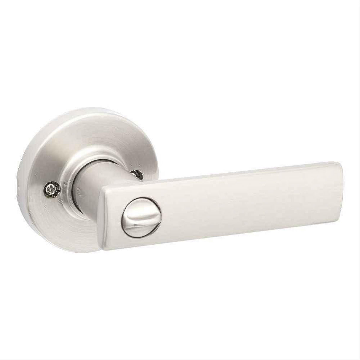 Kwikset 300BRNLRDT-15 Breton Lever with Round Rose Privacy Door Lock and RCS Strike Satin Nickel