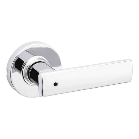 Kwikset 300BRNLRDT-26 Breton Lever with Round Rose Privacy Door Lock and RCS Strike Bright Chrome