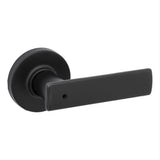 Kwikset 300BRNLRDT-514 Breton Lever with Round Rose Privacy Door Lock and RCS Strike Matte Black