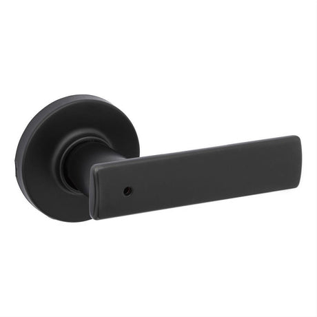 Kwikset 300BRNLRDT-514 Breton Lever with Round Rose Privacy Door Lock and RCS Strike Matte Black