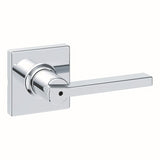 Kwikset 300CSLSQT-26 Casey Lever with Square Rose Privacy Door Lock and RCS Strike Bright Chrome