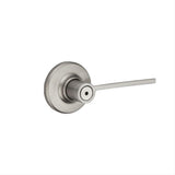 Kwikset 300LRLRDT-15 Ladera Lever with Round Rose Privacy Door Lock and RCS Strike Satin Nickel