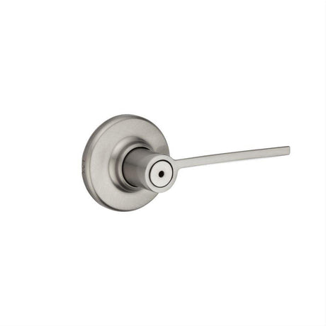 Kwikset 300LRLRDT-15 Ladera Lever with Round Rose Privacy Door Lock and RCS Strike Satin Nickel