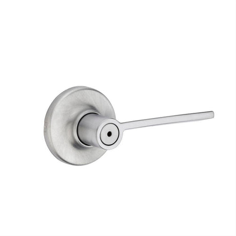 Kwikset 300LRLRDT-26D Ladera Lever with Round Rose Privacy Door Lock and RCS Strike Satin Chrome