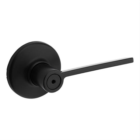 Kwikset 300LRLRDT-514 Ladera Lever with Round Rose Privacy Door Lock and RCS Strike Matte Black