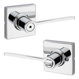 Kwikset 300LRLSQT-26 Ladera Lever with Square Rose Privacy Door Lock and RCS Strike Bright Chrome