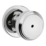 Kwikset 300MNKRDT-26 Maven Knob Round Rose Privacy Door Lock and RCS Strike Bright Chrome