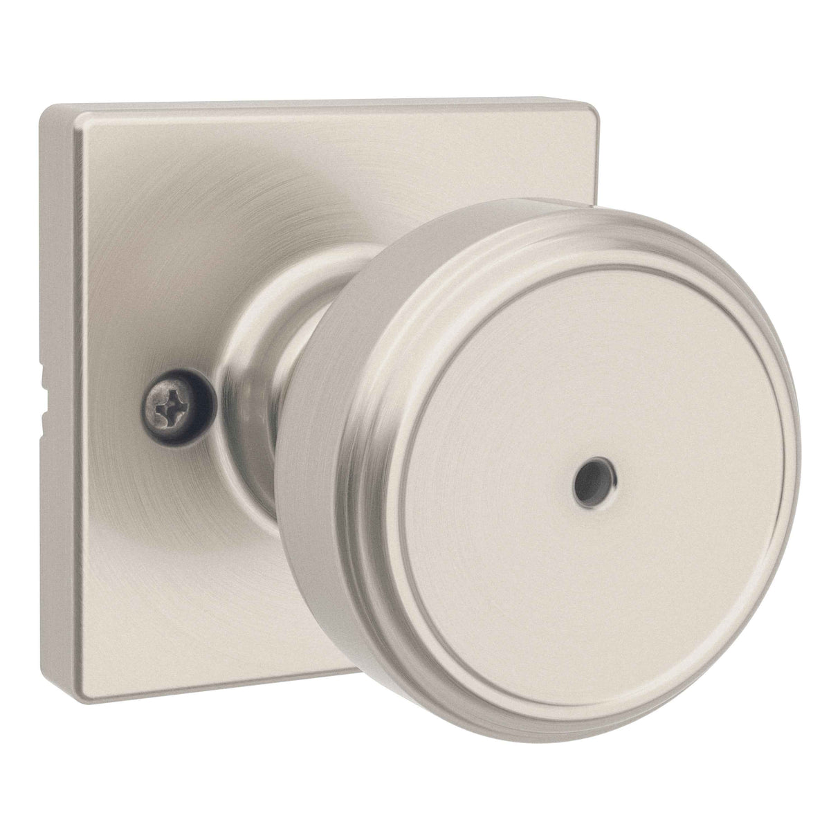 Kwikset 300MNKSQT-15 Maven Knob Square Rose Privacy Door Lock and RCS Strike Satin Nickel