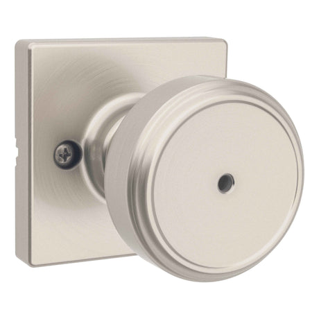 Kwikset 300MNKSQT-15 Maven Knob Square Rose Privacy Door Lock and RCS Strike Satin Nickel