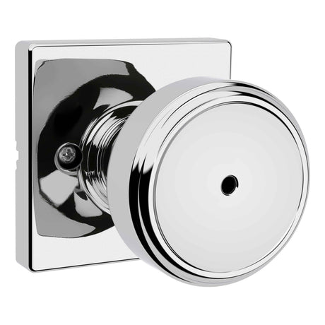 Kwikset 300MNKSQT-26 Maven Knob Square Rose Privacy Door Lock and RCS Strike Bright Chrome