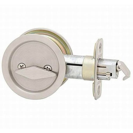 Kwikset 335-26D Round Privacy Pocket Door Lock Satin Chrome