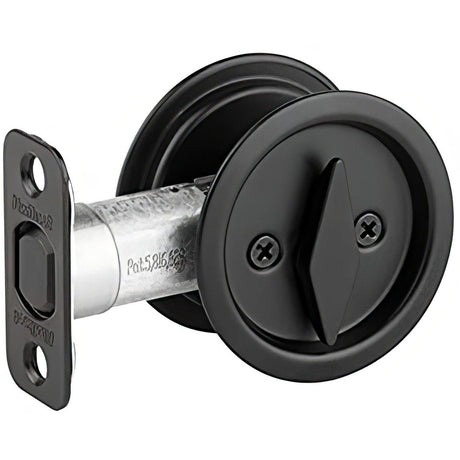 Kwikset 335-514 Round Privacy Pocket Door Lock Matte Black