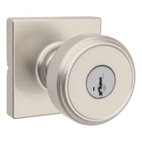Kwikset 400MNKSQT-15S Maven Knob Square Rose Entry Door Lock SmartKey and RCS Strike Satin Nickel
