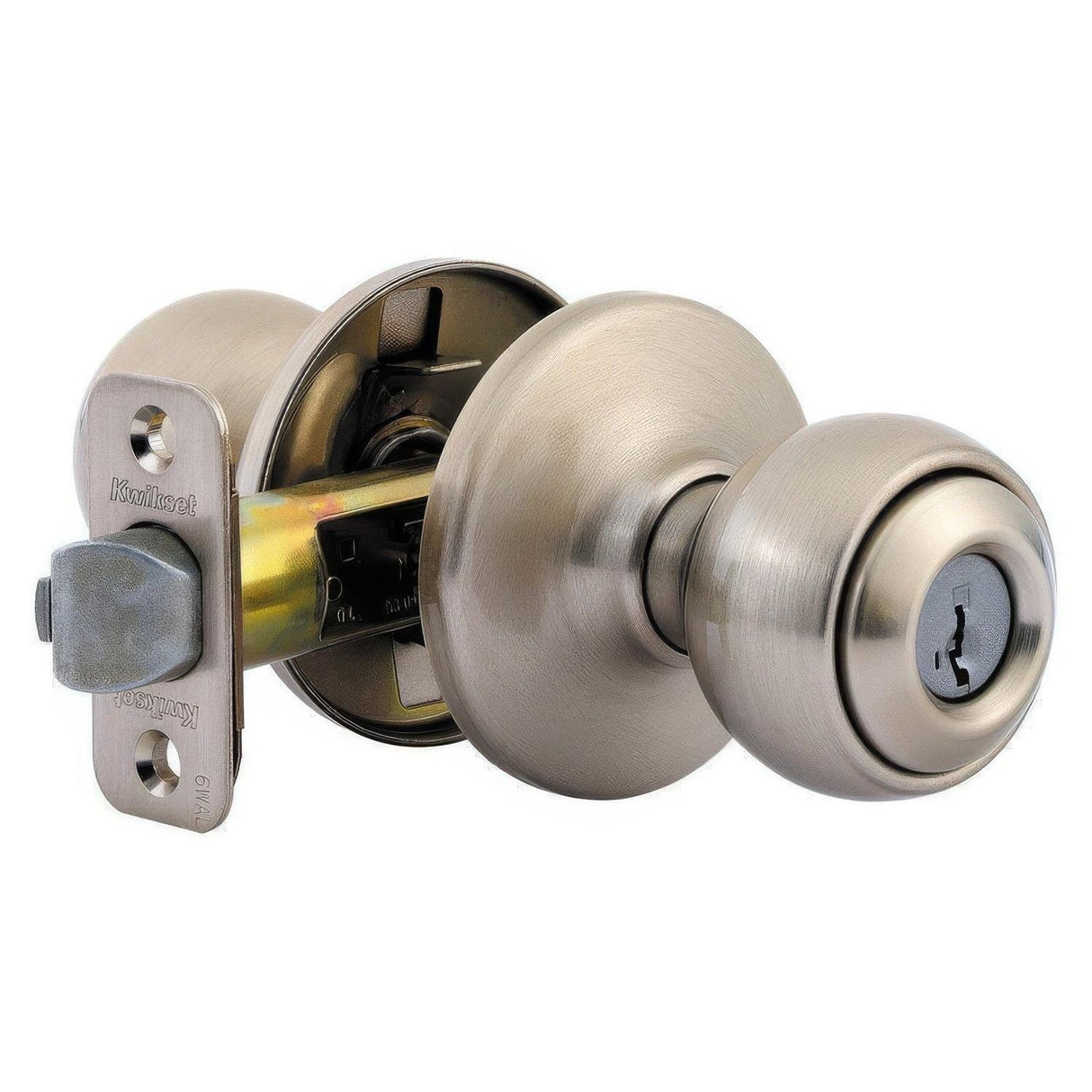 Kwikset 400P-15S Polo Knob Entry Door Lock SmartKey and RCS Strike Satin Nickel