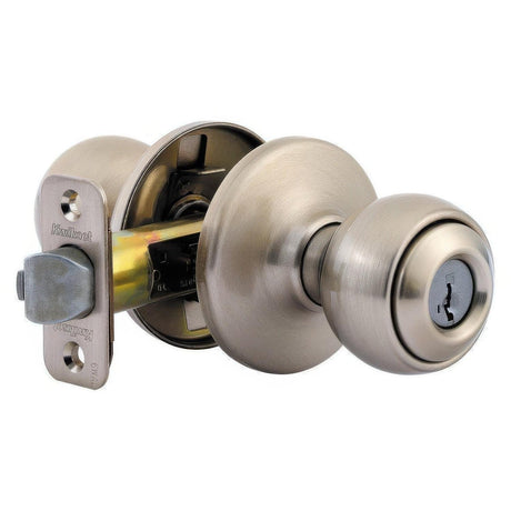 Kwikset 400P-15S Polo Knob Entry Door Lock SmartKey and RCS Strike Satin Nickel