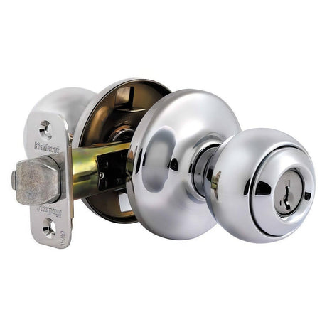 Kwikset 400P-26S Polo Knob Entry Door Lock SmartKey and RCS Strike Bright Chrome