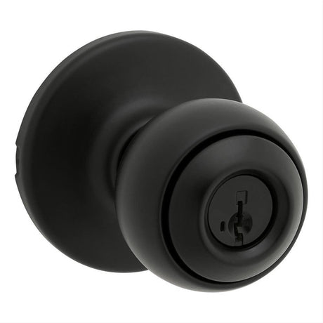 Kwikset 400P-514S Polo Knob Entry Door Lock SmartKey and RCS Strike Matte Black