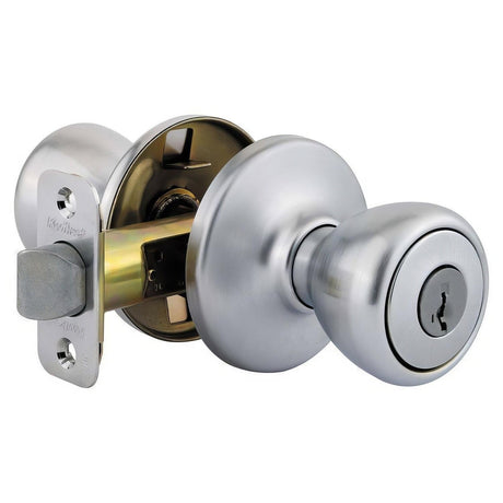 Kwikset 400T-26DS Tylo Single Cylinder Keyed Entry Knob Satin Chrome