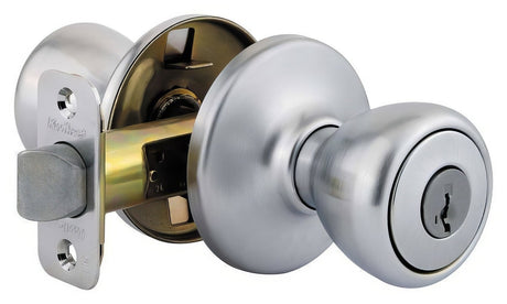 Kwikset 400T-26DS satin chrome keyed storeroom door knob