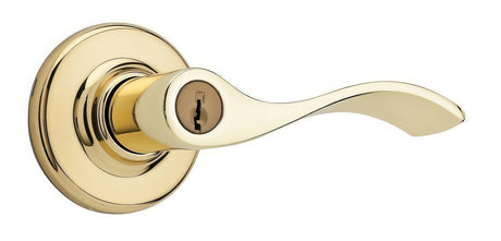 Kwikset 405BL-3S polished brass keyed entry lever