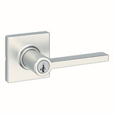 Kwikset 405CSLSQT-15S Casey Lever with Square Rose Entry Door Lock SmartKey with 6AL Latch and RCS Strike - Satin Nickel