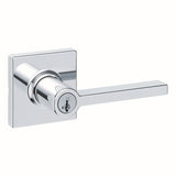 Kwikset 405CSLSQT-26S Casey Lever with Square Rose Entry Door Lock SmartKey with 6AL Latch and RCS Strike - Bright Chrome