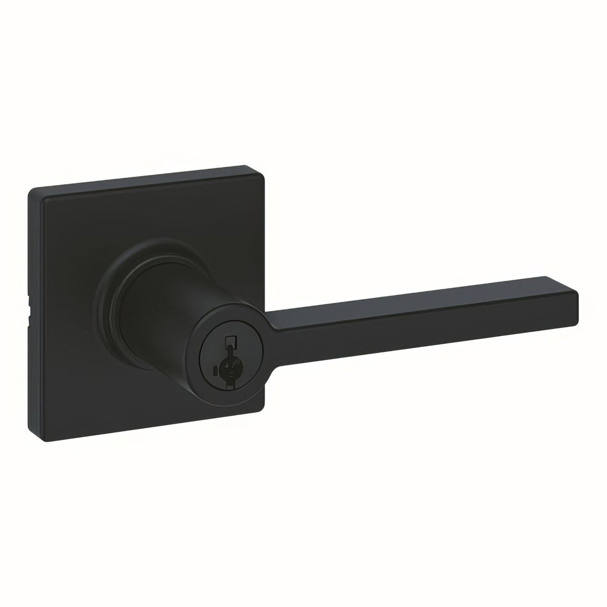 Kwikset 405CSLSQT-514S Casey Lever with Square Rose Entry Door Lock SmartKey with 6AL Latch and RCS Strike - Matte Black