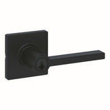 Kwikset 405CSLSQT-514S Casey Lever with Square Rose Entry Door Lock SmartKey with 6AL Latch and RCS Strike - Matte Black